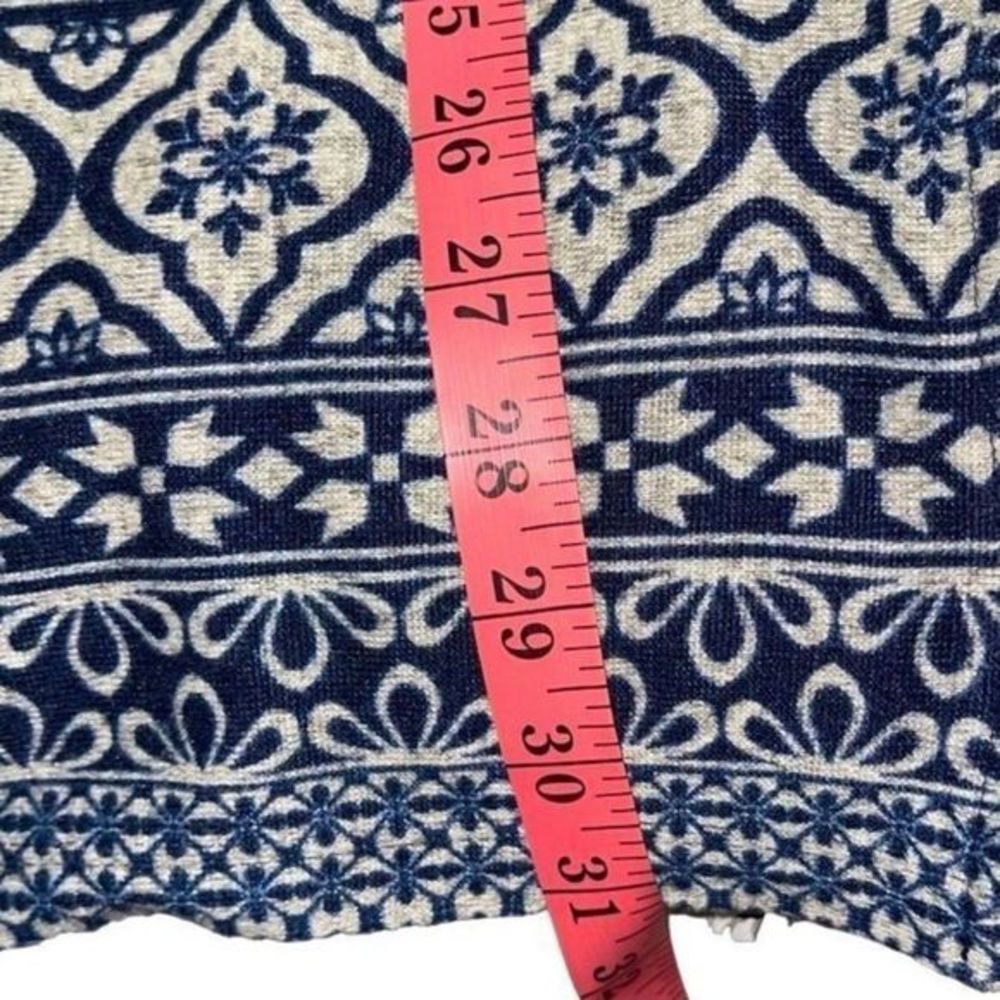 Tacera Batik Print Navy & White Knit Tunic‎ or Mini Dress —Size M  EUC - Picture 8 of 11
